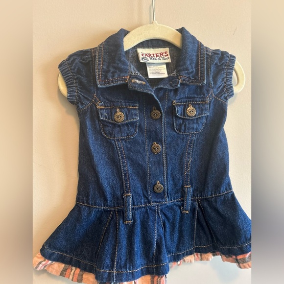 Vintage Carters Denim Top with Ruffles, Size 3-6 mo - Picture 2 of 7